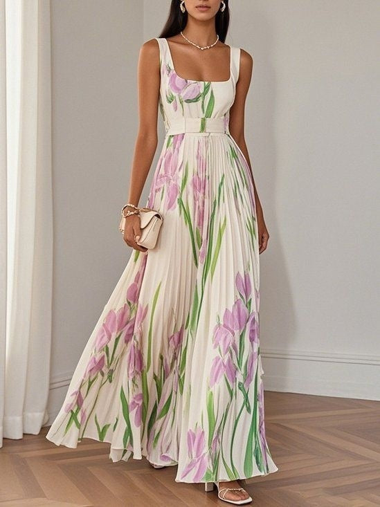 Floral Print Pleated Midi Dress | Summer Style