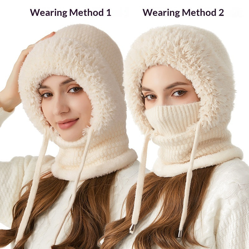 Bellanica - Knitted Hat For Women, Winter Integrated Scarf Beanie