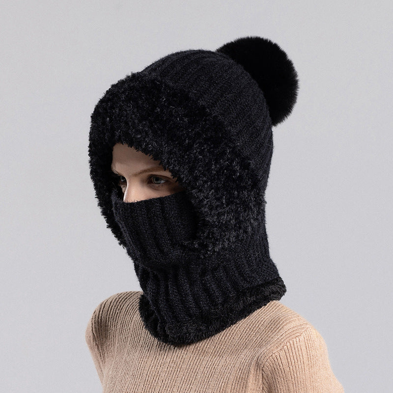 Bellanica - Knitted Hat Scarf Mask One-piece Hat Women's Winter