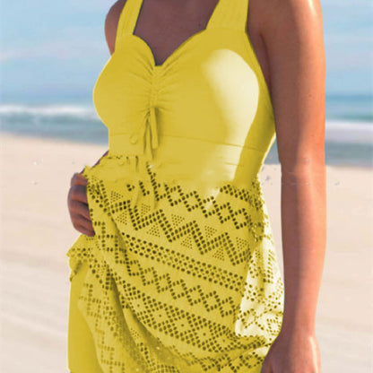 Lace One Piece Swimsuit | Elegant Solid Color Swimwear