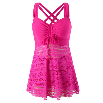 Lace One Piece Swimsuit | Elegant Solid Color Swimwear