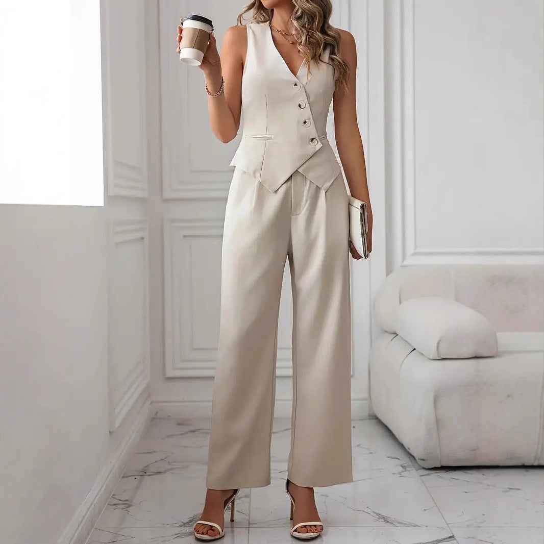 Women's V-Neck Vest and Pants Set