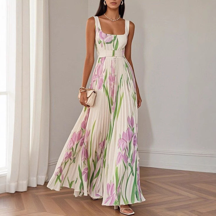Floral Print Pleated Midi Dress | Summer Style