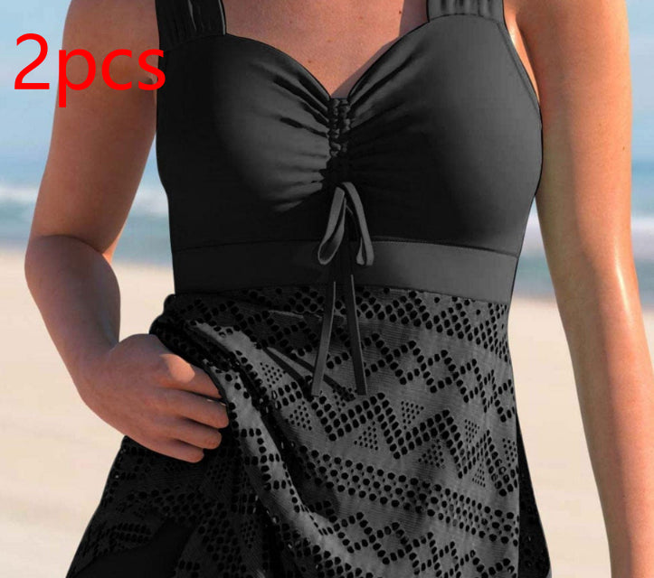 Lace One Piece Swimsuit | Elegant Solid Color Swimwear