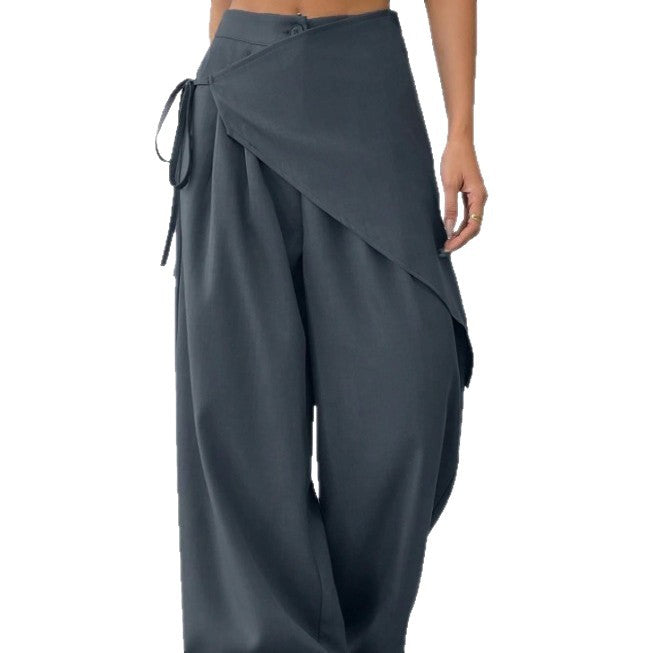 Women's Irregular Wide-Leg Casual Trousers