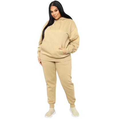 Bellanica - Loose Plus-Size Hooded Sweater Suit