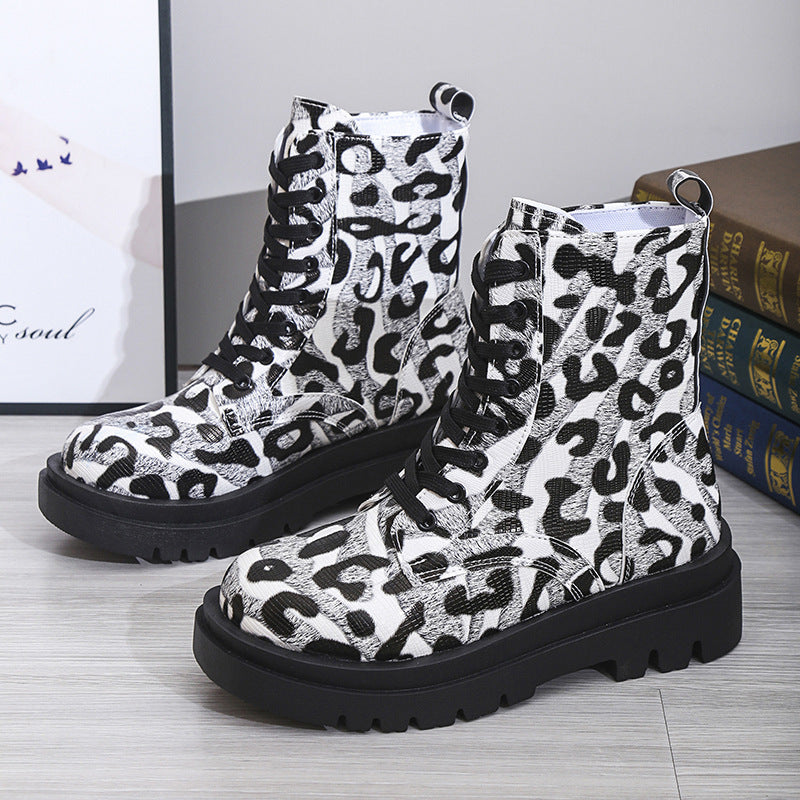Bellanica - Leopard Print Martin Boots