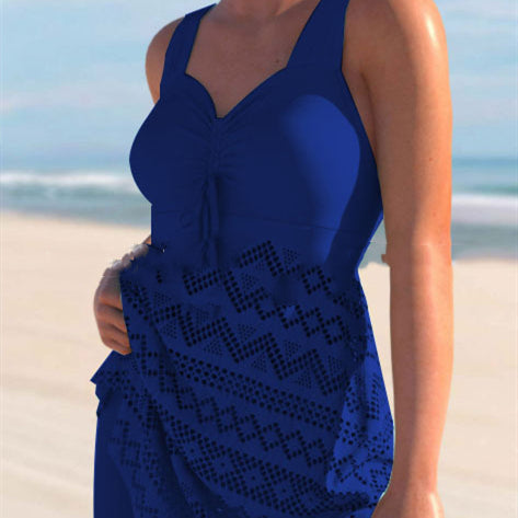 Lace One Piece Swimsuit | Elegant Solid Color Swimwear