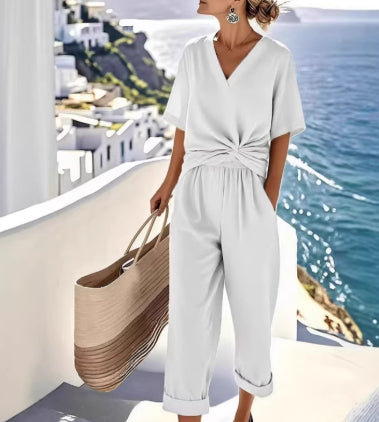 Women's Irregular Pleated Officewear Pantsuit Set