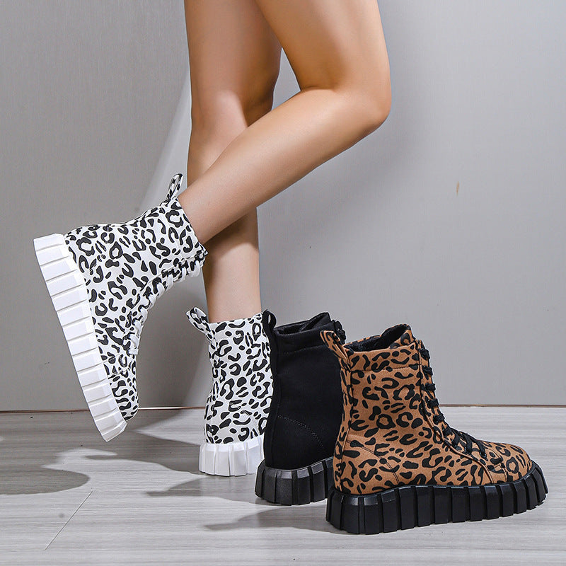 Bellanica - Leopard Print Women Shoes Platform Boots
