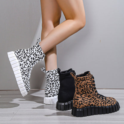 Bellanica - Leopard Print Women Shoes Platform Boots
