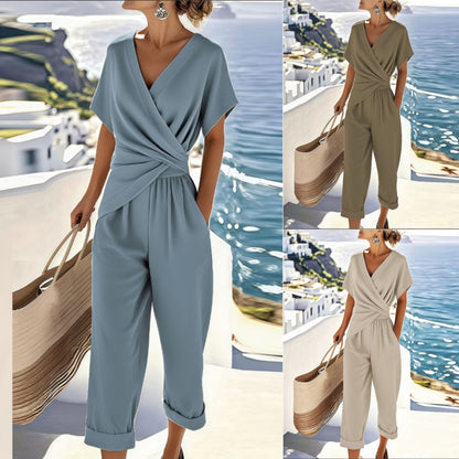 Women's Irregular Pleated Officewear Pantsuit Set