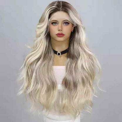 Gold Gradient T-Shaped Wavy Lace Wig