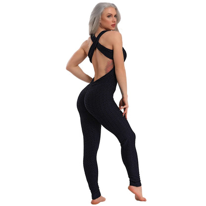 Bellanica - Sexy Backless Fitness Halter Jumpsuit