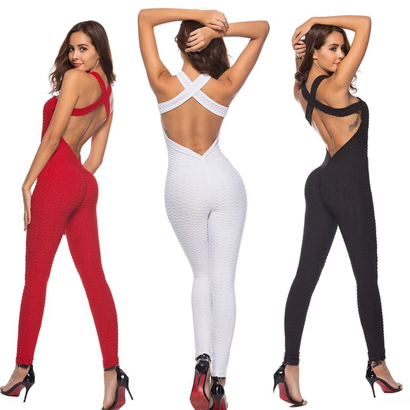 Bellanica - Sexy Backless Fitness Halter Jumpsuit