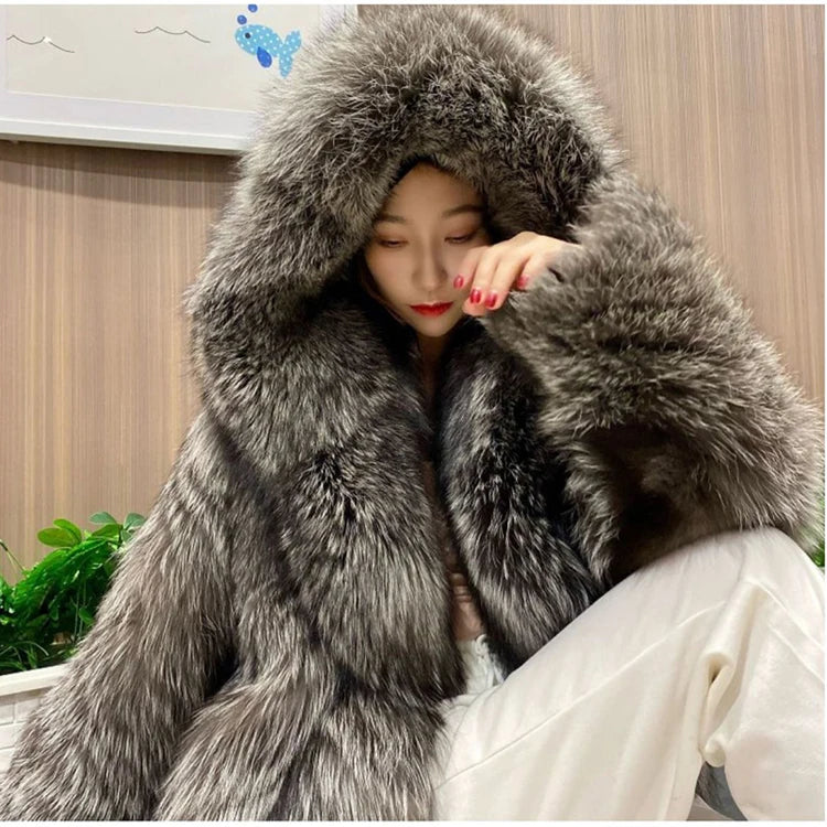 Bellanica - Women's Faux Fox Fur Coat