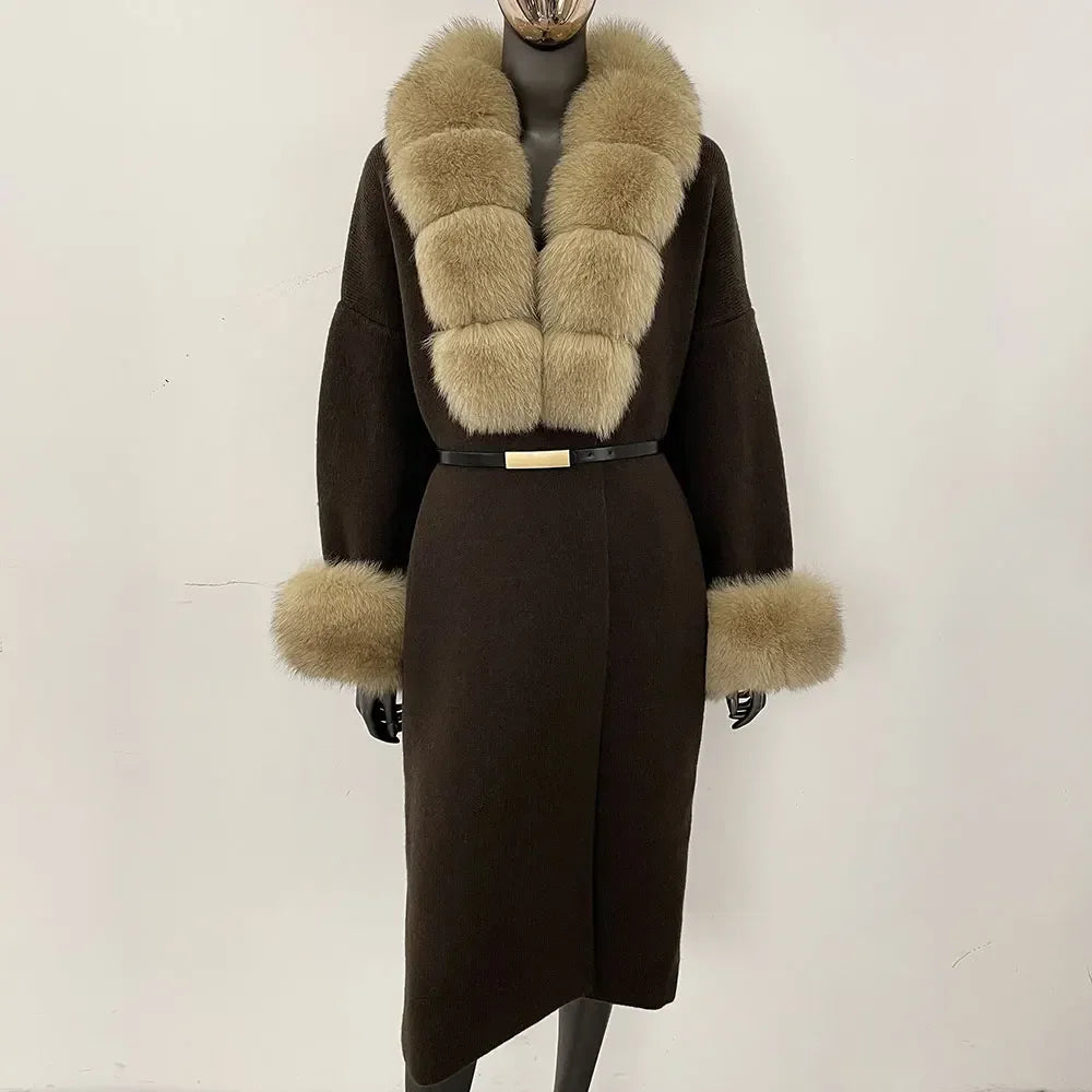 Bellanica - Real Fox Fur Jacket Long Knitwea