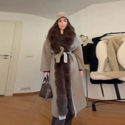 Bellanica - Fashion Fur Spliced Lace Up Woolen