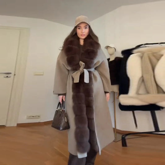 Bellanica - Fashion Fur Spliced Lace Up Woolen