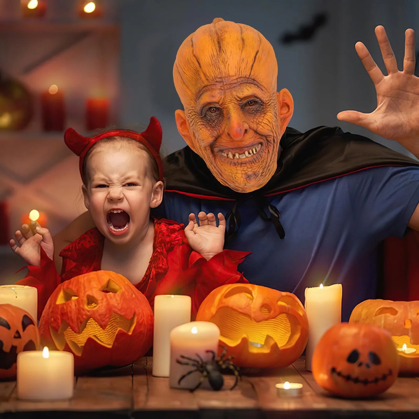 Bellanica - Halloween Pumpkin Head Latex Mask