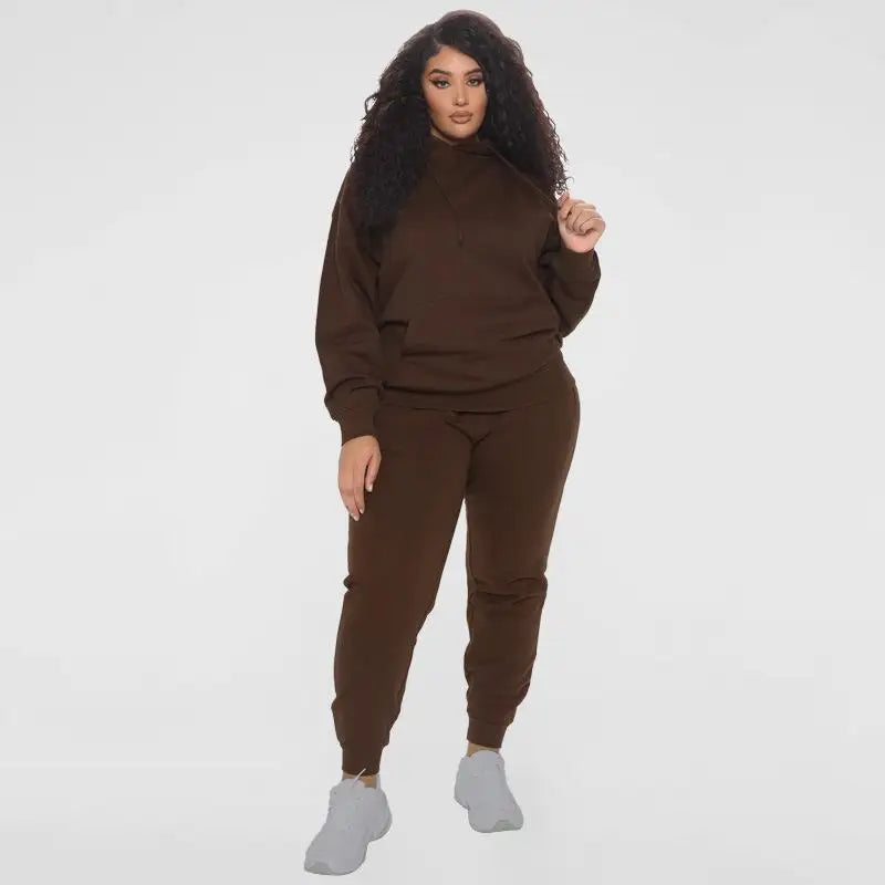 Bellanica - Loose Plus-Size Hooded Sweater Suit