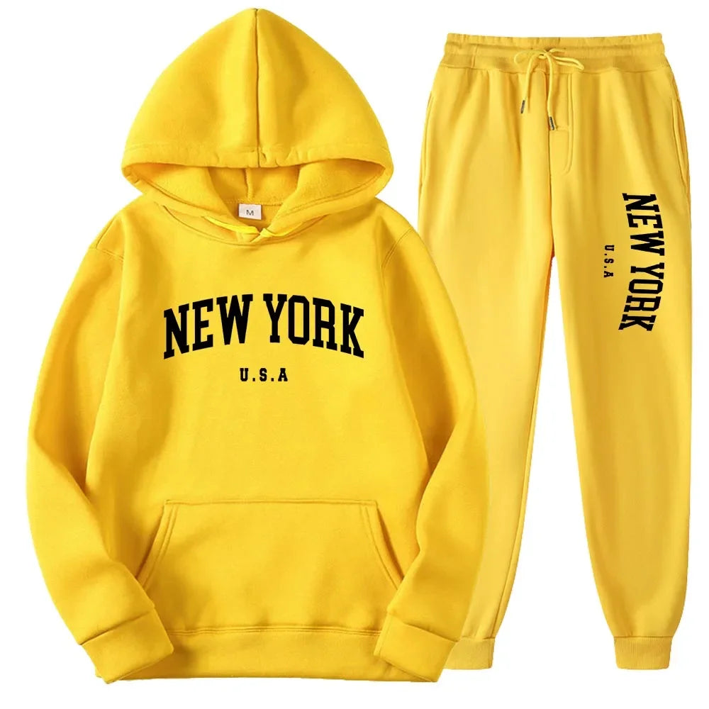 Bellanica - New York Print Casual Hoodie Set