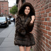Brown Hooded Women's Faux Mink Coat