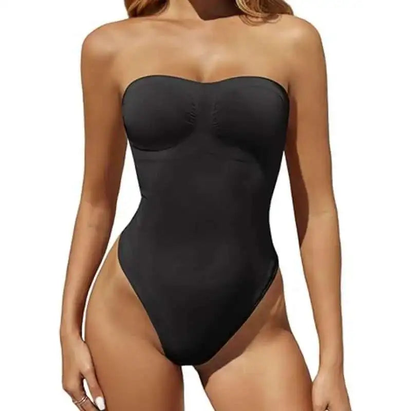 Strapless Seamless Tummy-Control Bodysuit - front view