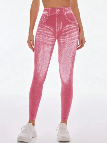 Bellanica - Faux Denim V-Back Gym Leggings