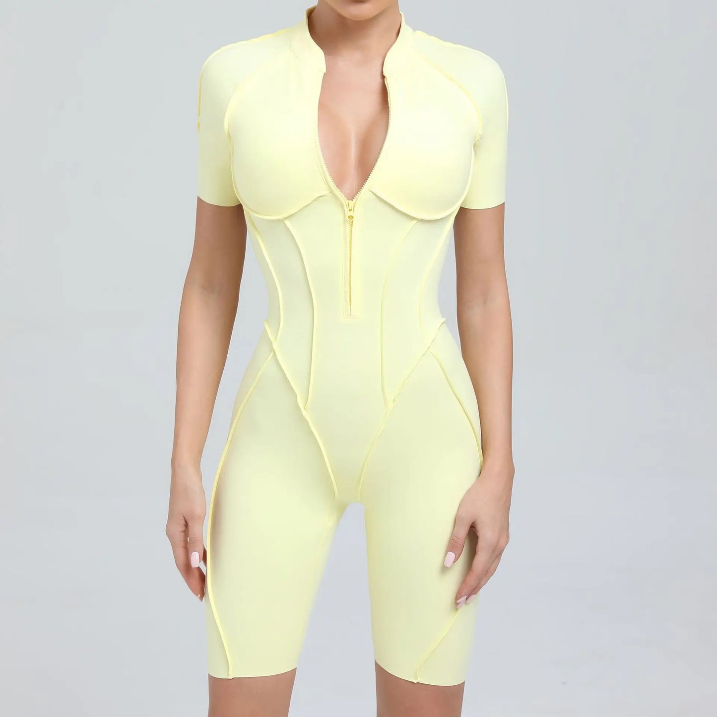 Bellanica - Seamless Zipper Yoga Gym Jumpsuit