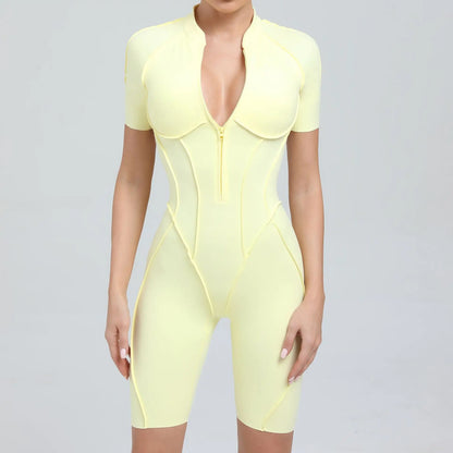 Bellanica - Seamless Zipper Yoga Gym Jumpsuit