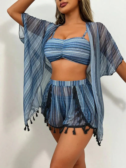 Tassel Bikini Set with Cover-Up