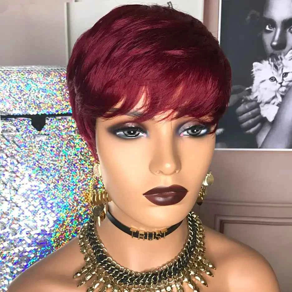 Short Black Pixie Cut Synthetic Wig for Women