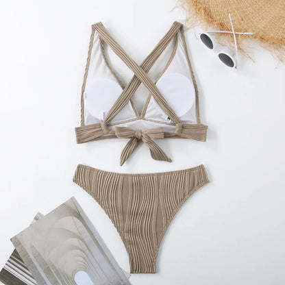 Bellanica - Crinkled High-Cut Bikini Set