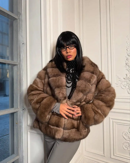 Bellanica - Fashion Patchwork Faux Fur Coat Jacket