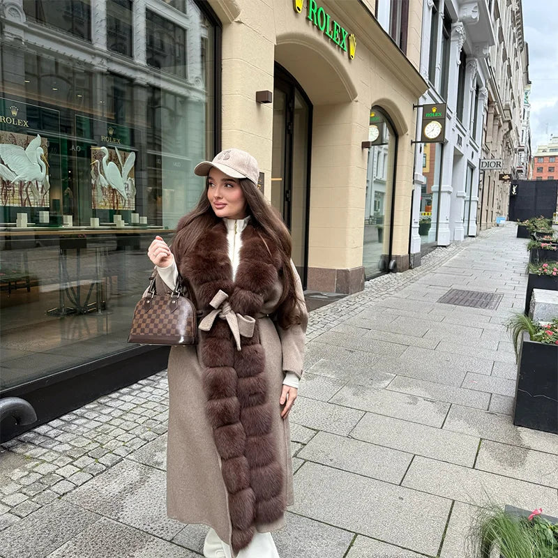 Bellanica - Fashion Fur Spliced Lace Up Woolen