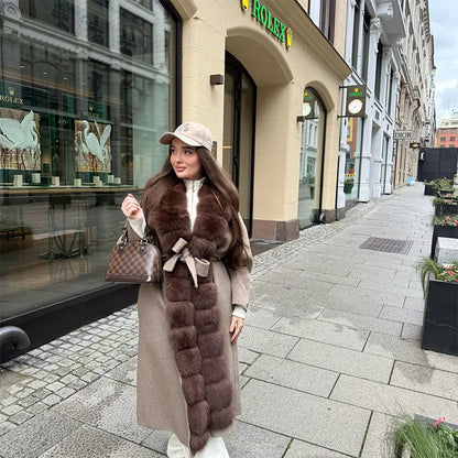 Bellanica - Fashion Fur Spliced Lace Up Woolen