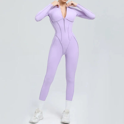 Bellanica - Seamless Zipper Yoga Gym Jumpsuit