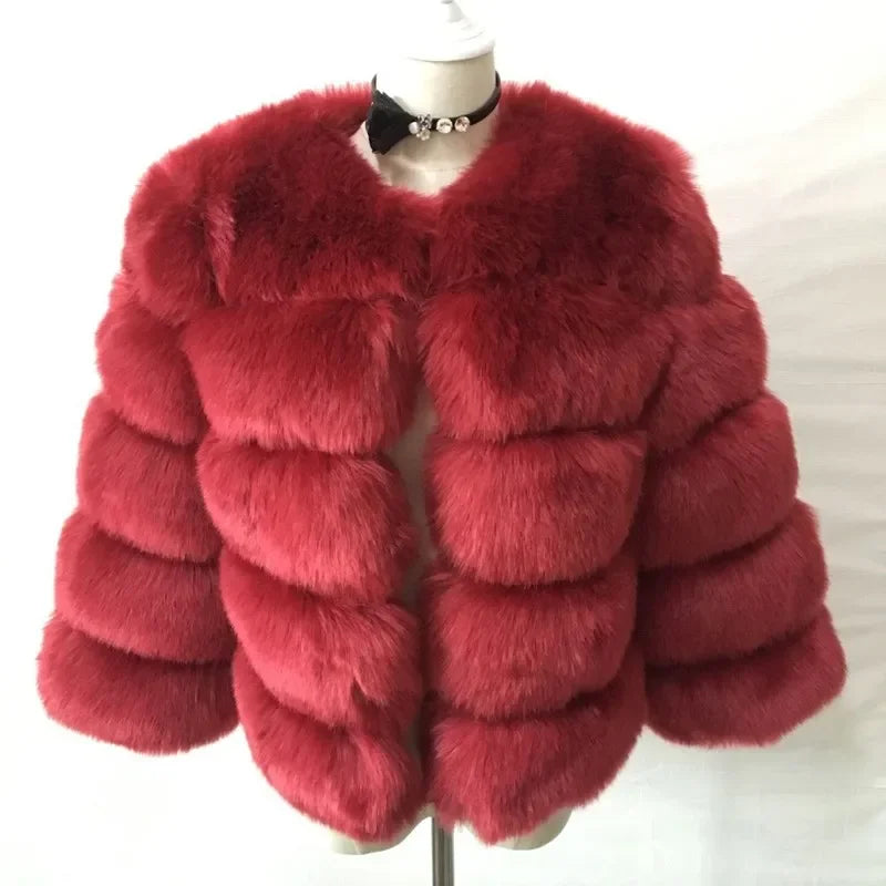 Bellanica - Faux Fur Women Coats Solid