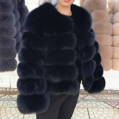 Faux Fox Fur Coat – White