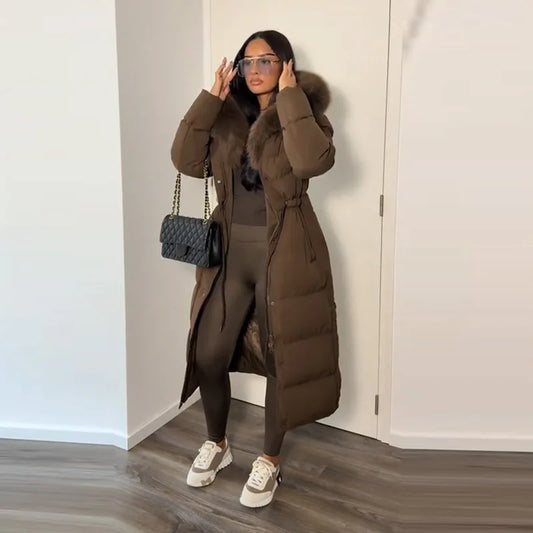 Bellanica - Women's warm belted hooded winter parka