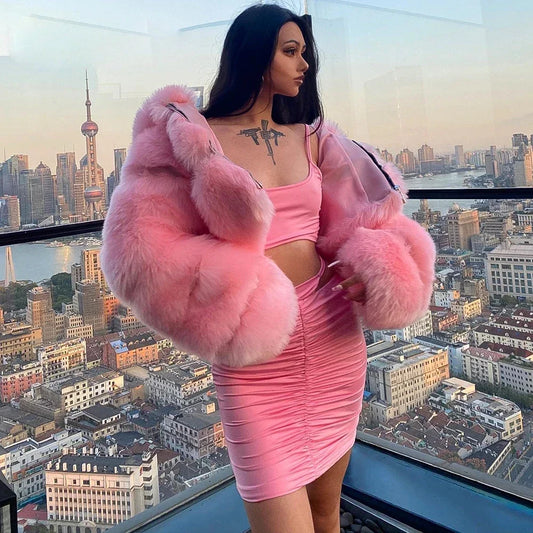 Bellenica - Pink Faux Fur Coat