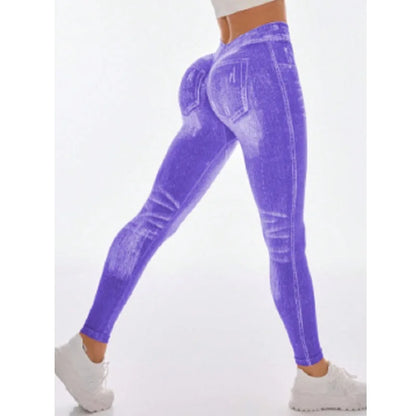 Bellanica - Seamless Faux Jeans Fitness Leggings