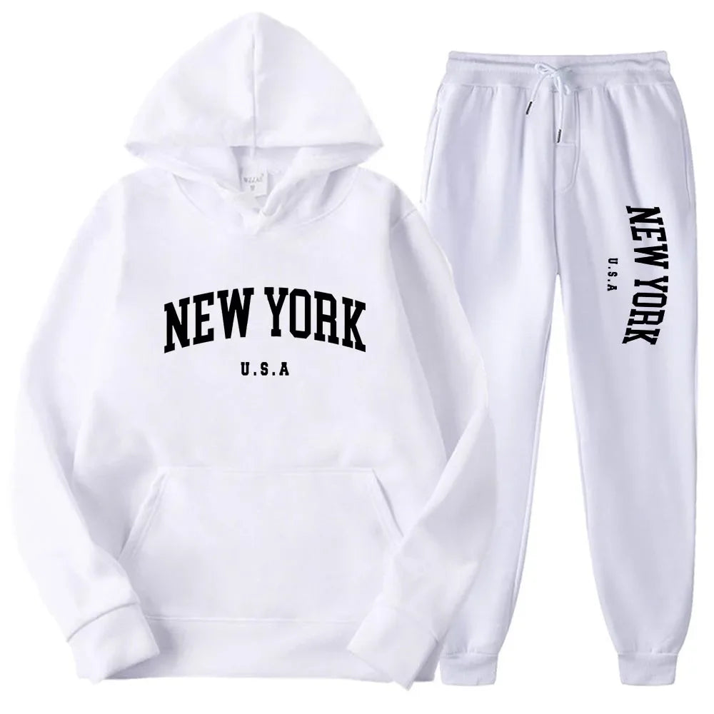 Bellanica - New York Print Casual Hoodie Set