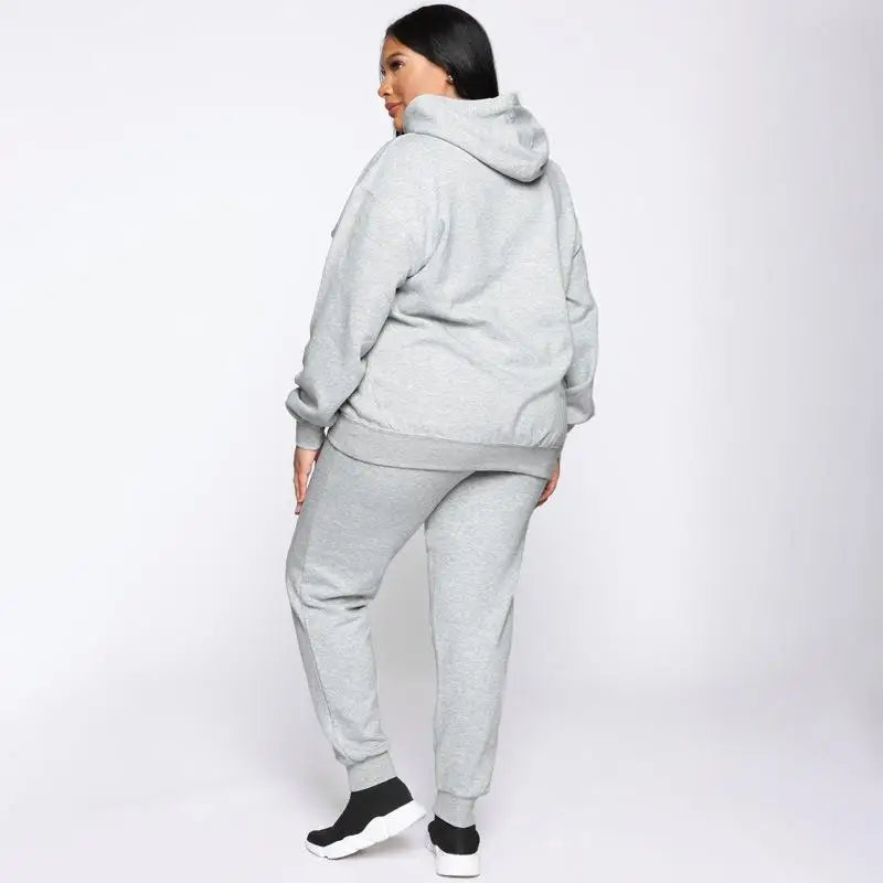 Bellanica - Loose Plus-Size Hooded Sweater Suit