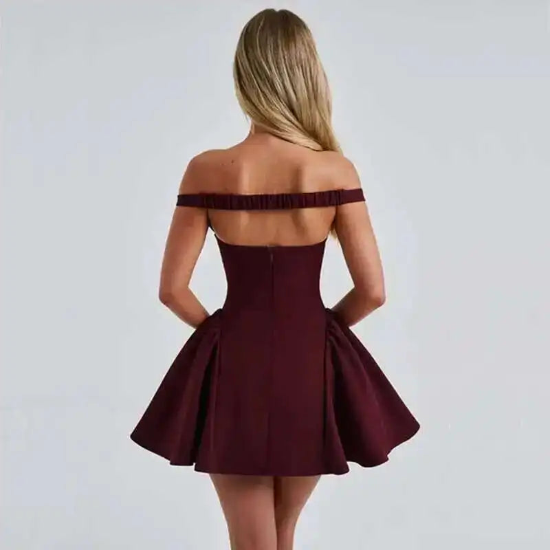 Deep V Off-Shoulder Party Dress