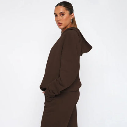Bellanica - Women's Solid Hooded Sweatshirt Set