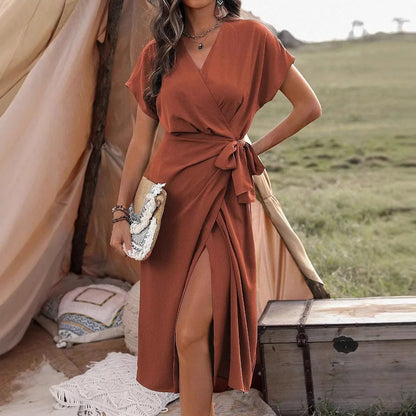 Bellenica - Elegant Summer V-Neck Wrap Dress
