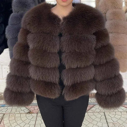 Faux Fox Fur Coat – White