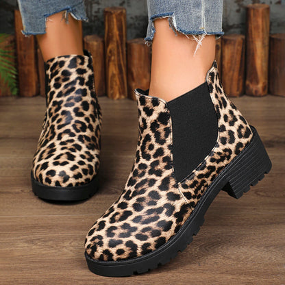 Bellanica - Leopard thick-bottom Chelsea boots
